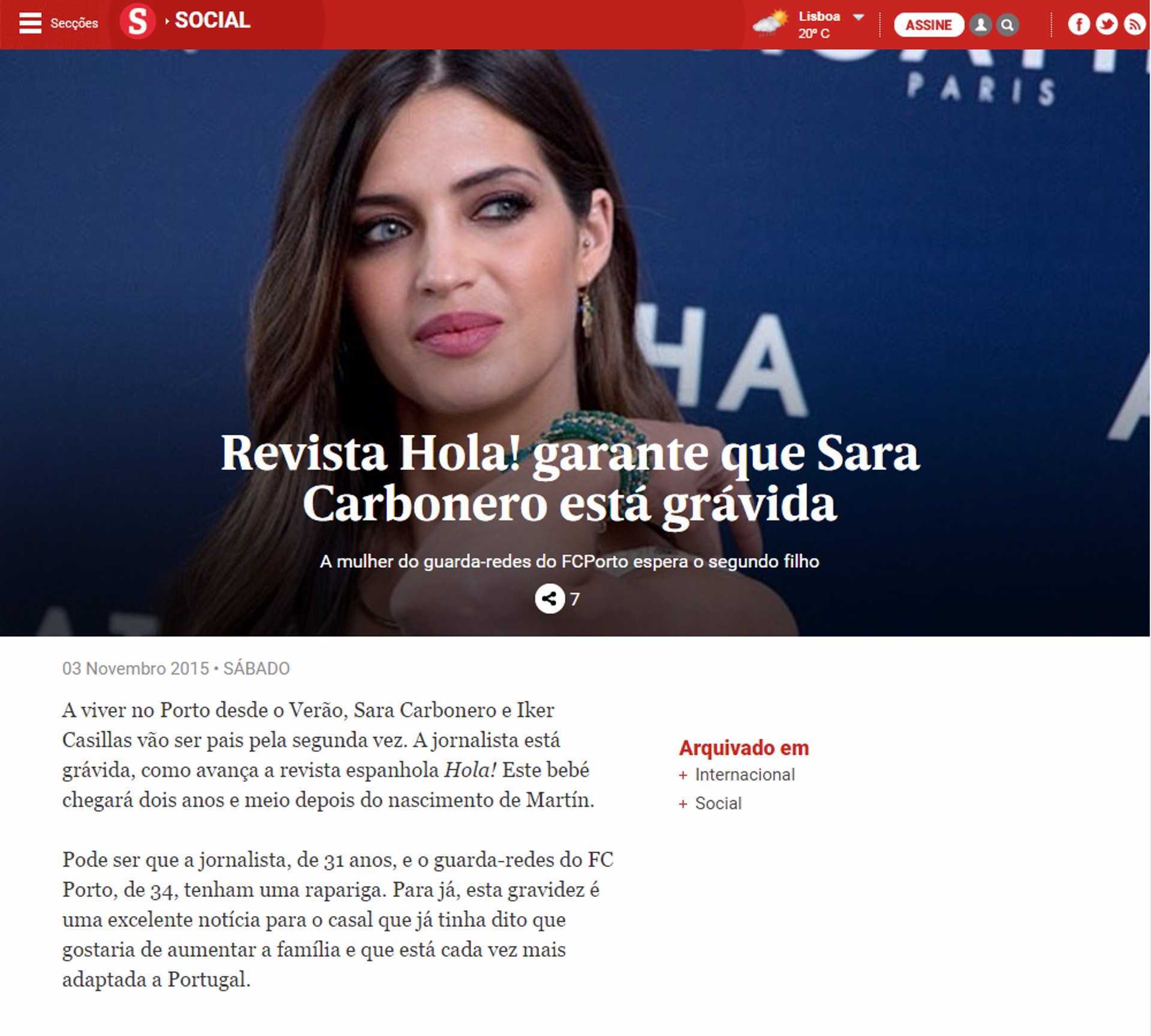 sara carbonero en la prensa portuguesa