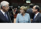 Foto: Merkel mantiene su veto a los eurobonos pese a la presión de Hollande y Monti