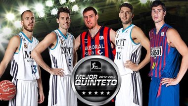 Foto: Sergio Rodríguez, Rudy, Nocioni, Mirotic y Tomic, mejor quinteto (ACB.COM)